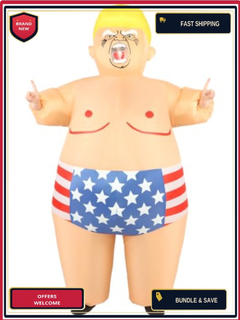 Adult Inflatable Sumo President Costume Blow Up Halloween Party Cosplay